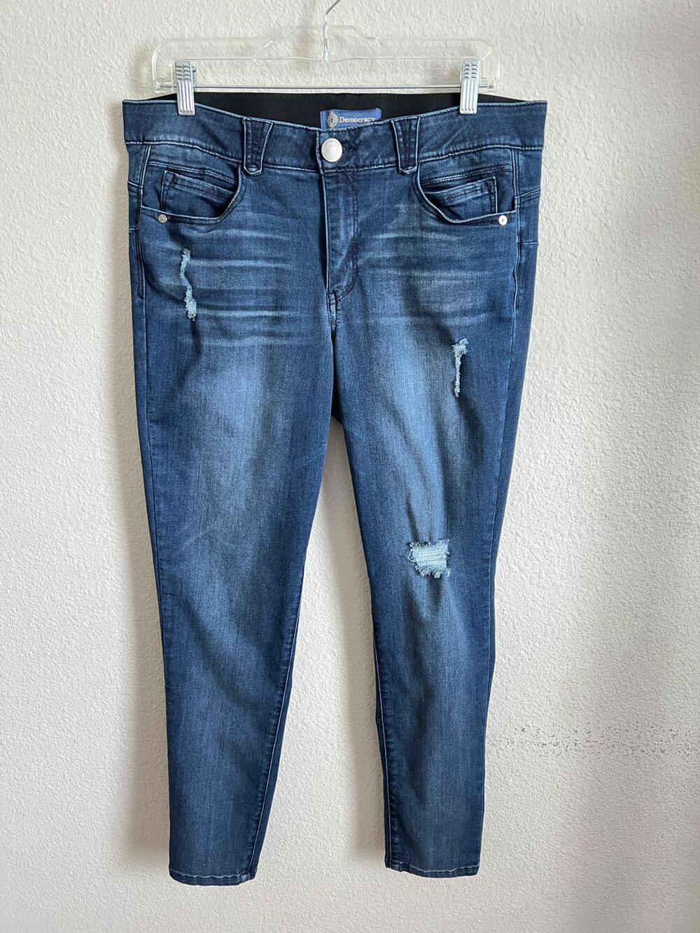 Democracy Absolution Mid Rise Skinny Distressed Jeans Women's 14 Stretch